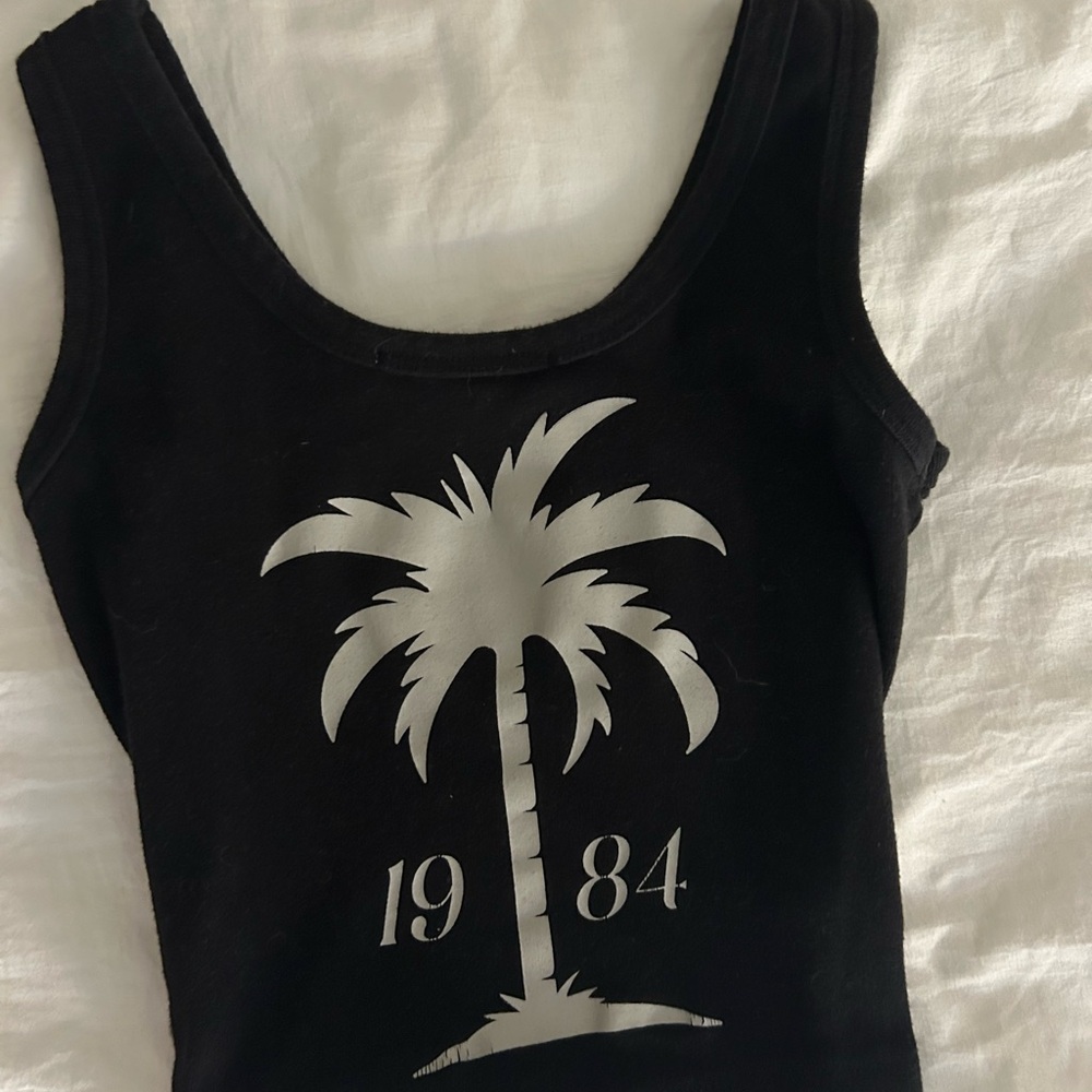 Black Palm Tree Graphic Tank Top